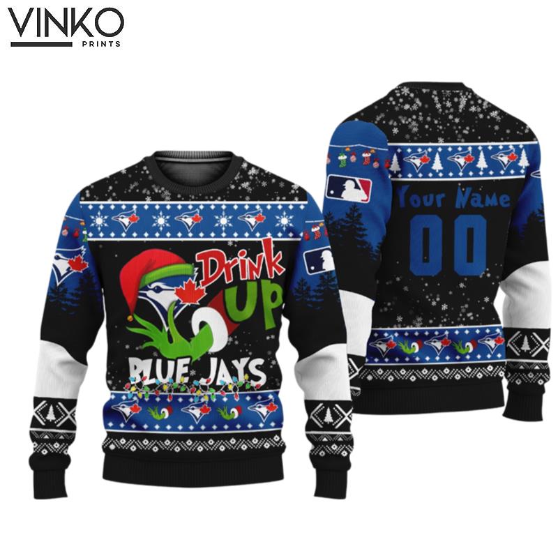 MLB Grinch Drink Up Toronto Blue Jays Custom Ugly Christmas Sweater