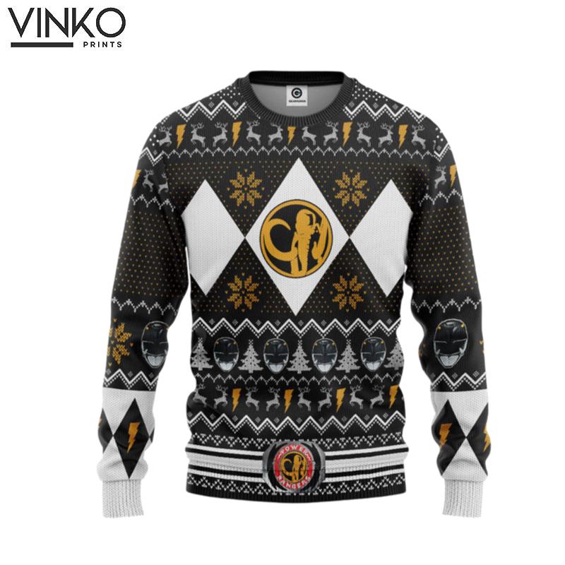 MMPR Black Ranger Christmas Custom Ugly Christmas Sweater