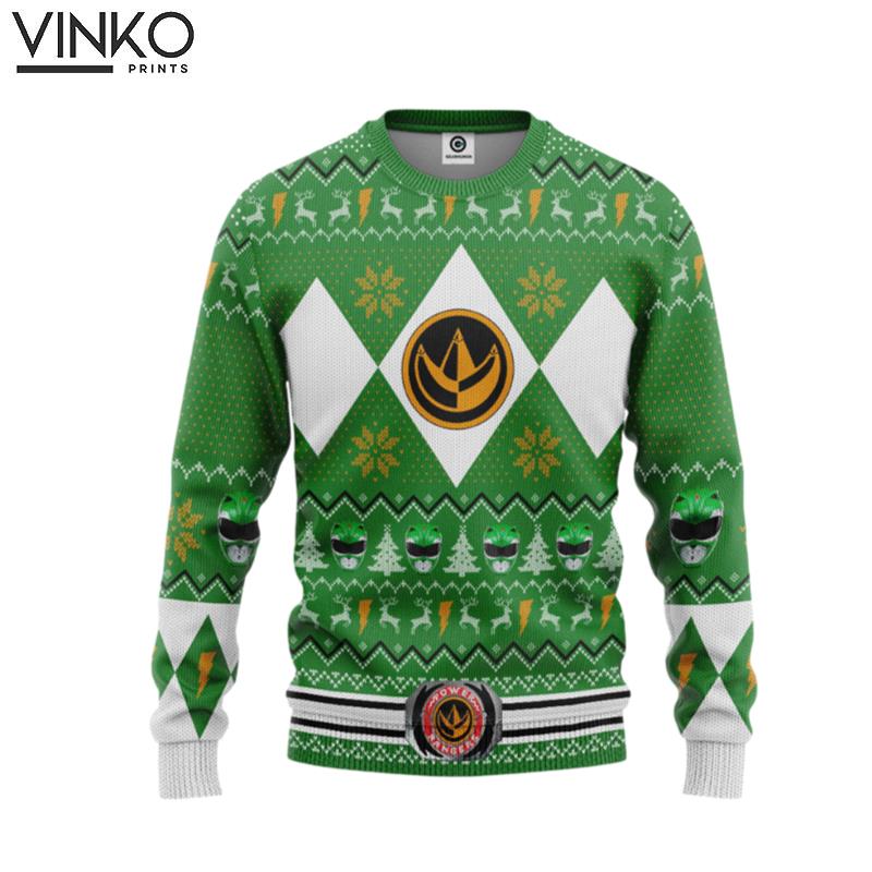 MMPR Green Ranger Christmas Custom Ugly Christmas Sweater