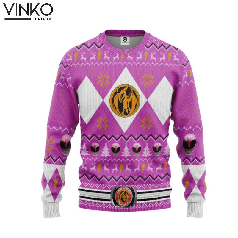 MMPR Pink Ranger Christmas Custom Ugly Christmas Sweater