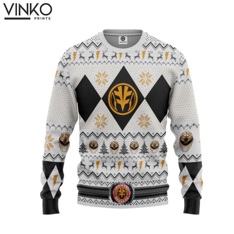 MMPR White Ranger Christmas Custom Ugly Christmas Sweater