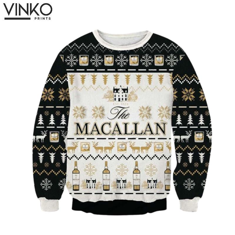 Macallan House 1824 Whiskey 3d Christmas Ugly Christmas Sweater