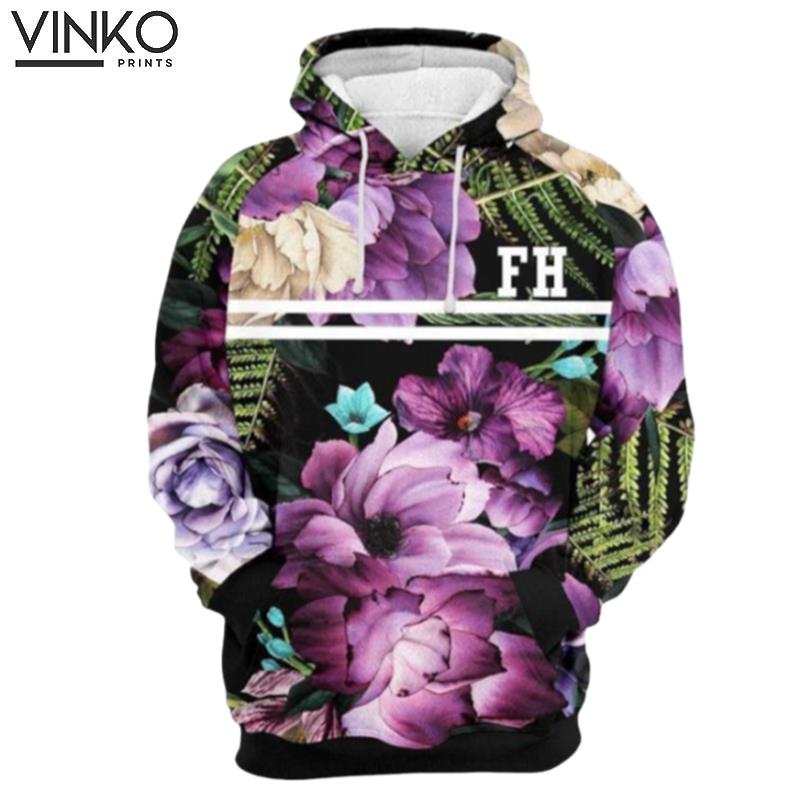 Magenta Purple Blossom And Pered Custom Lineman Graphic Hoodie