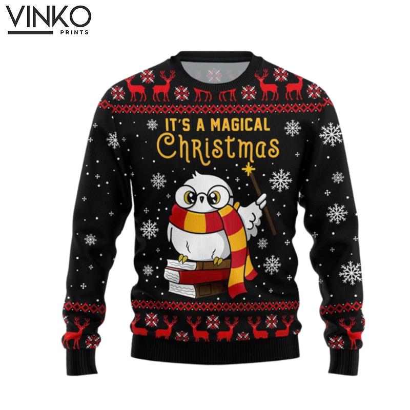 Magic Christmas Funny Print Crew Neck Ugly Christmas Sweater