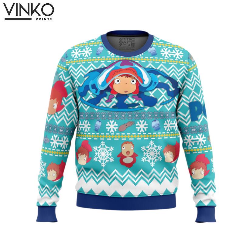 Magical Ponyo Studio Ghibli Ugly Christmas Sweater