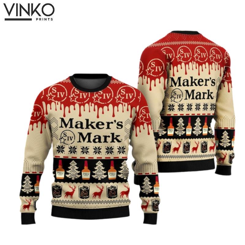 Makers Mark Beer Drinking Ugly Christmas Sweater