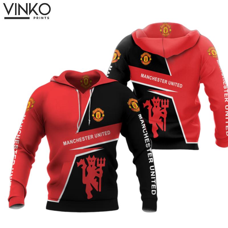 Manchester United Black Red White Hoodie