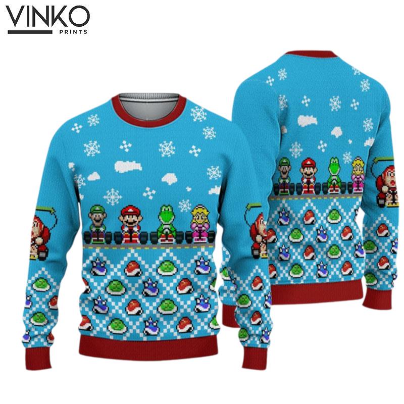 Mario Kart 2023 Super Mario Bros Ugly Christmas Sweater