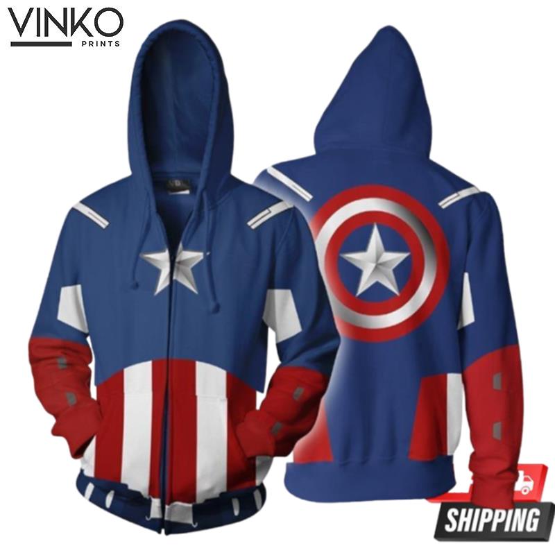 Marvel Comics Captain America Avengers Cosplay Hoodie