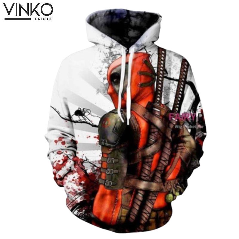 Marvel Hero Deadpool Wade Winston Wilson White Hoodie