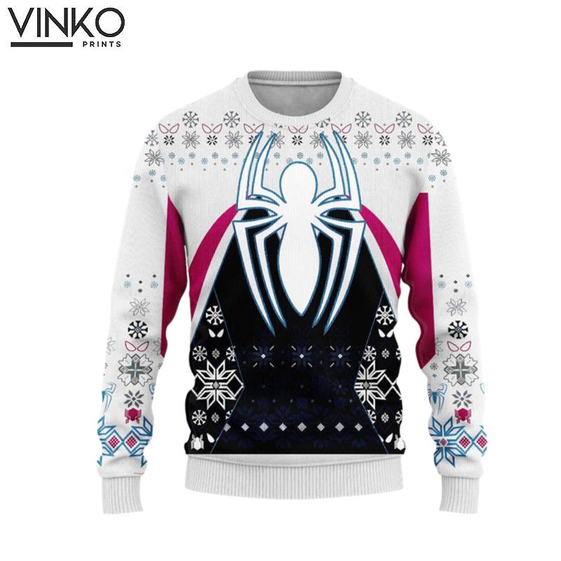 Marvel Spiderman Into The Spider Verse Gwen Stacy Uniform Ugly Christmas Sweater