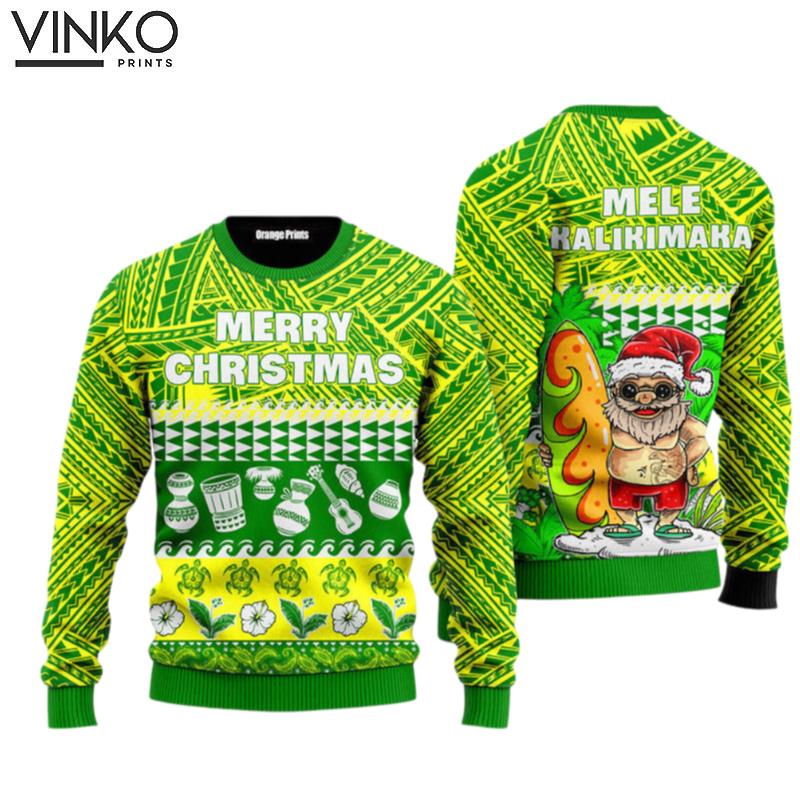 Mele Kalikimaka Green Ugly Christmas Sweater