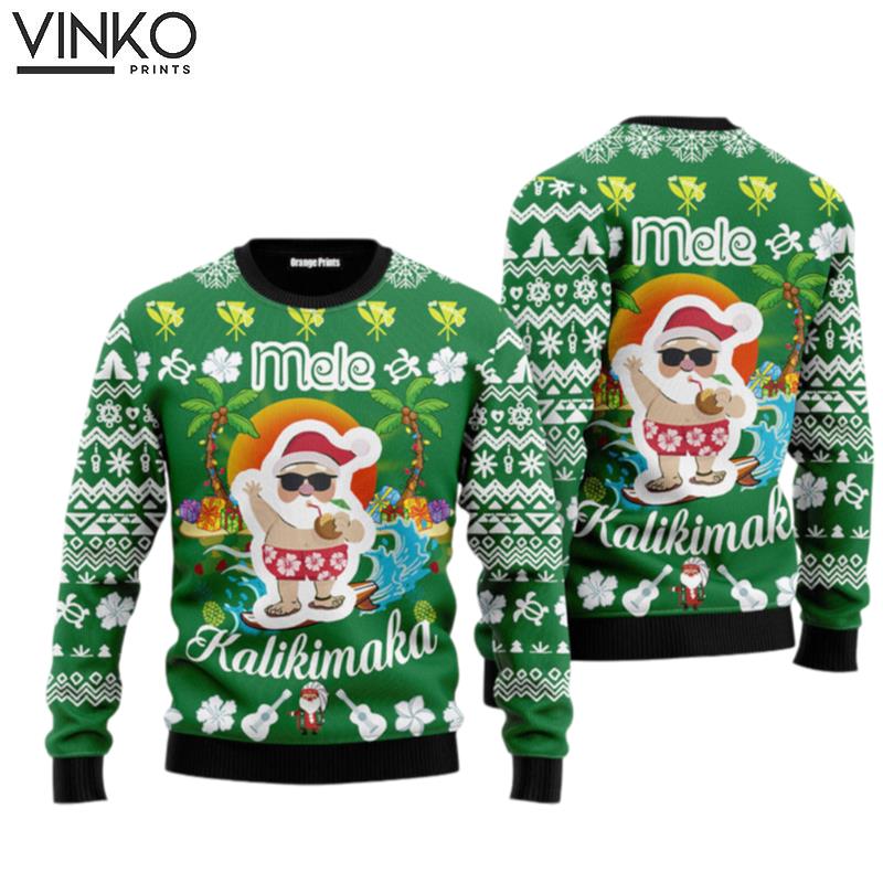 Mele Kalikimaka Santa Ugly Christmas Sweater