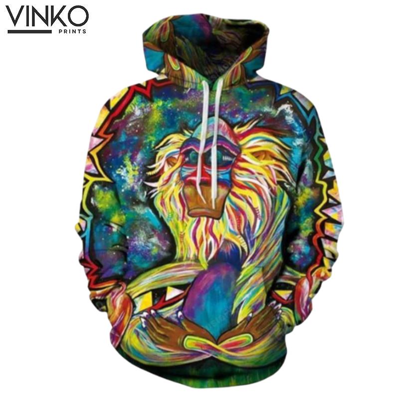 Men Psychedelic Monkey Autumn Winter Women Mens Cap Tracksuit Sudaderas Hombre Hoodie