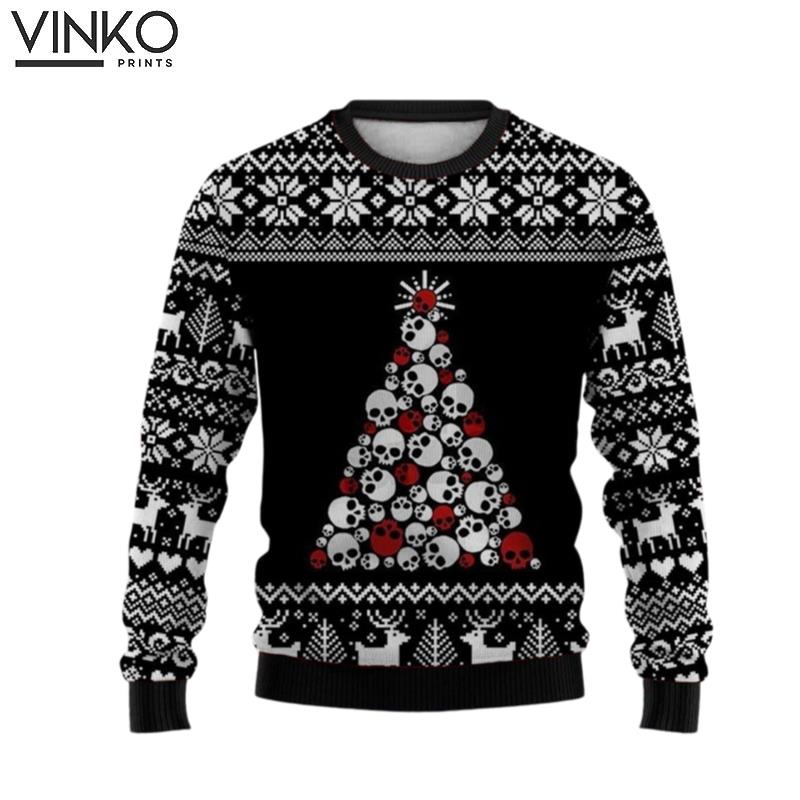 Men's Skull Christmas Print Casual Ugly Christmas Sweater