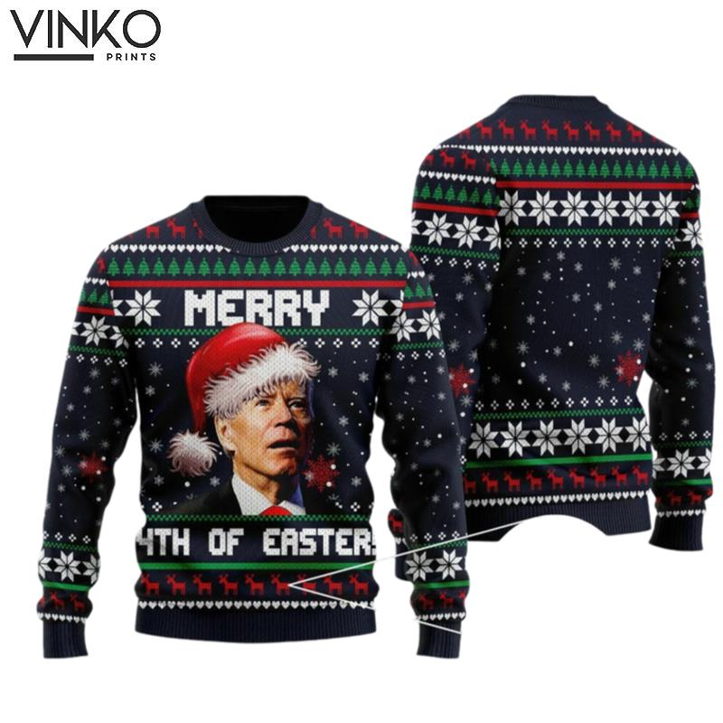 Merry 4th Of Easter 3D All Over Printed Tshirt Biden President Ugly Christmas Sweater