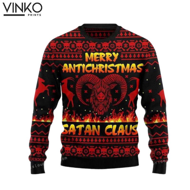 Merry Antichristmas Satan Claus Gift For Christmas Ugly Christmas Sweater