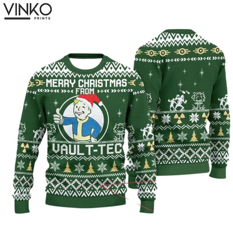 Merry Christmas From Vault Tec Falllout Ugly Knitted Christmas 3D Ugly Christmas Sweater