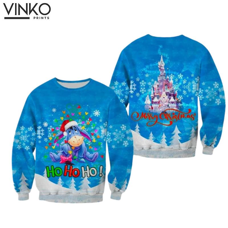 Merry Christmas Ho Ho Ho Donkey Pattern 3D Ugly Christmas Sweater