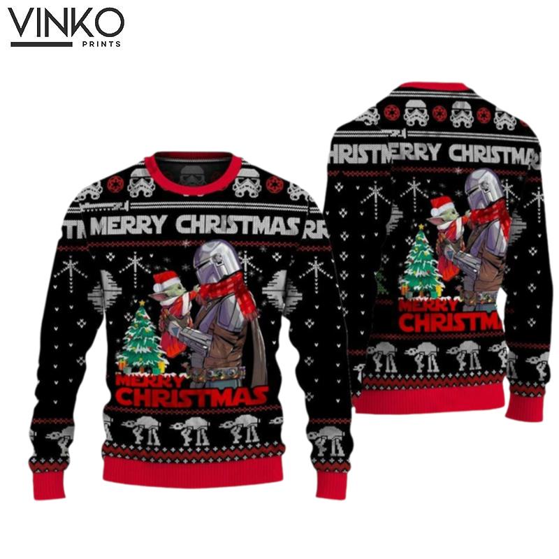 Merry Christmas Space Armor And Tiny Alien 3D Ugly Christmas Sweater