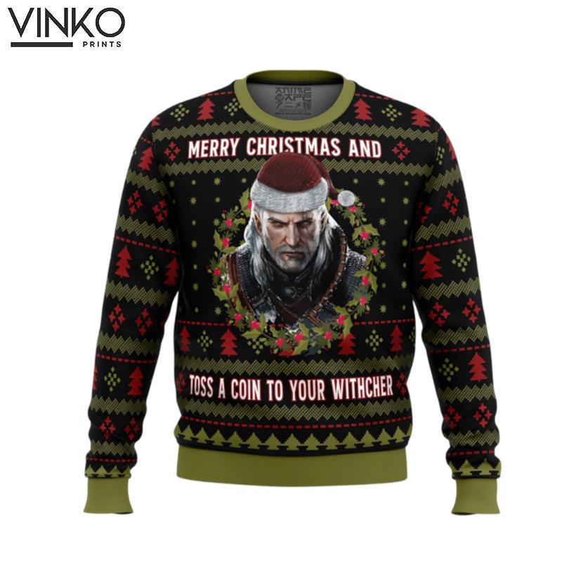 Merry Christmas and Toss a Coin The Witcher Ugly Christmas Sweater