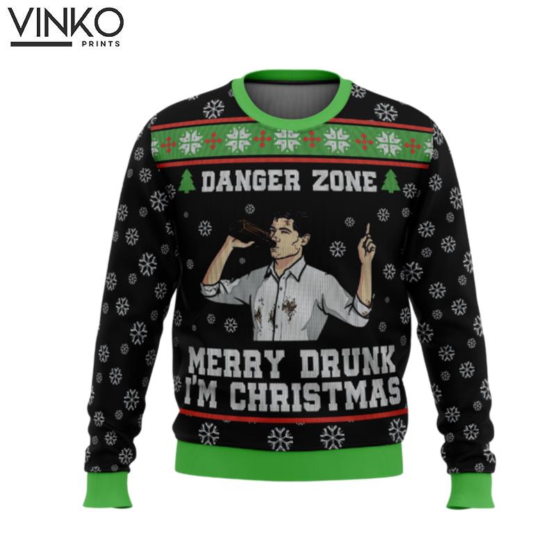 Merry Drunk I'm Christmas Sterling Archer Black Ugly Christmas Sweater