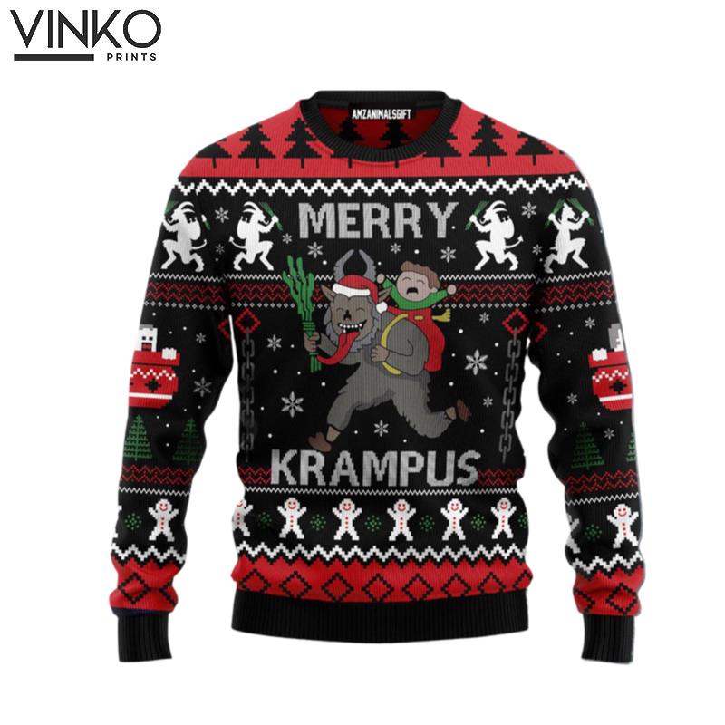 Merry Krampus Christmas Pattern Perfect Gift For Christmas Family Friends Ugly Christmas Sweater