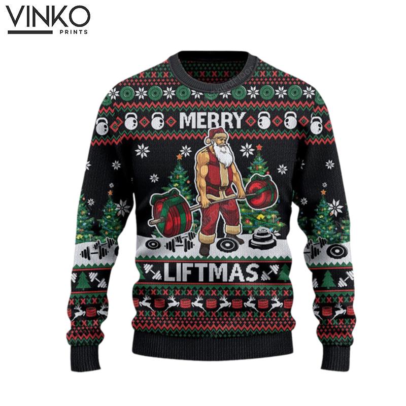 Merry Liftmas All Over Print 3D Ugly Christmas Sweater