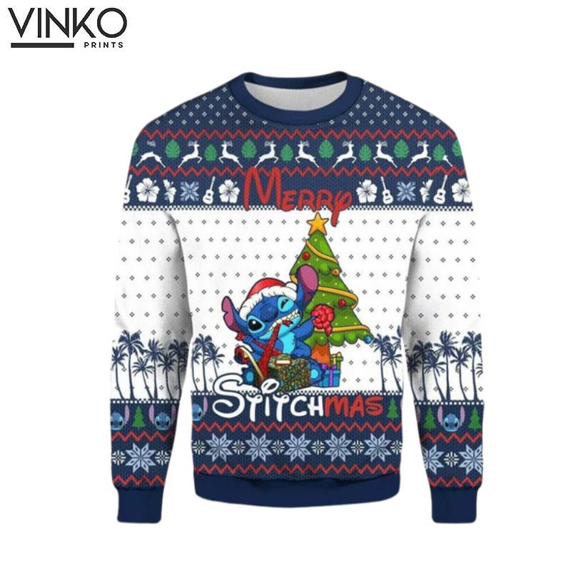 Merry Stitchmas Quotes 3D All Over Printed Tshirt Cartoon Movie Xmas Ugly Christmas Sweater