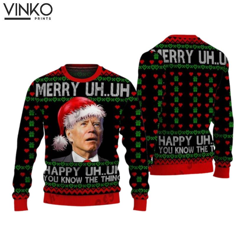 Merry Uh Oh Easter Shirt Funny Joe Biden Ugly Christmas Sweater