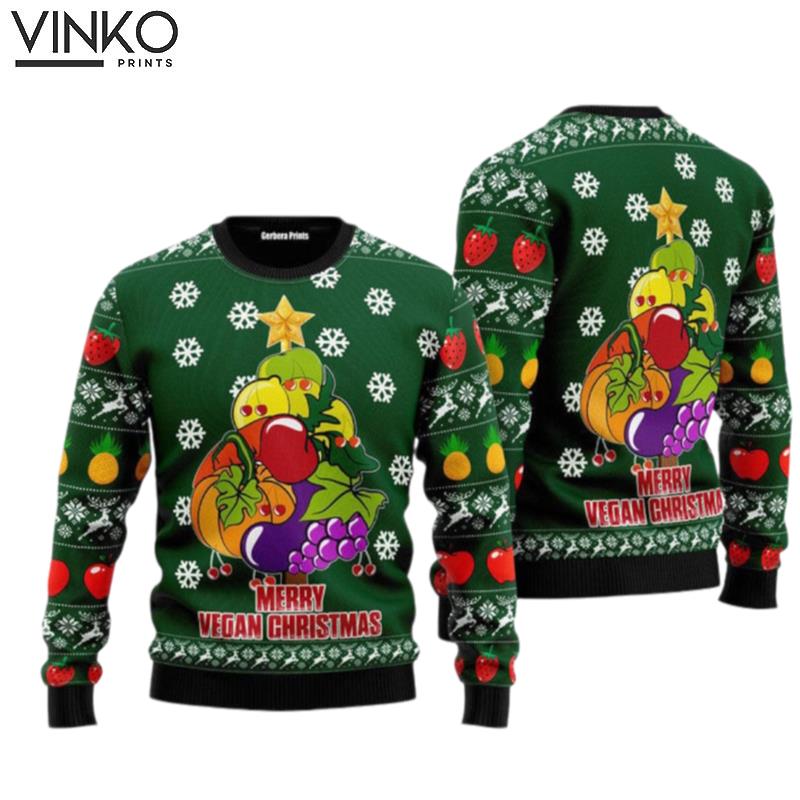 Merry Vegan For Men women Adult Ugly Christmas Sweater