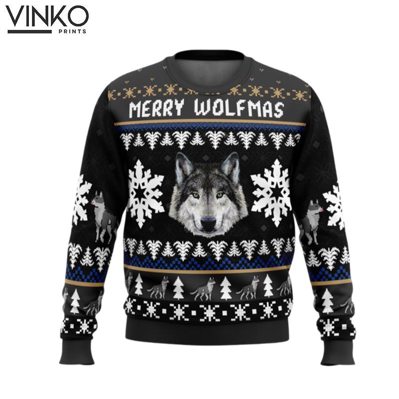 Merry Wolfmas Wolf Ugly Christmas Sweater