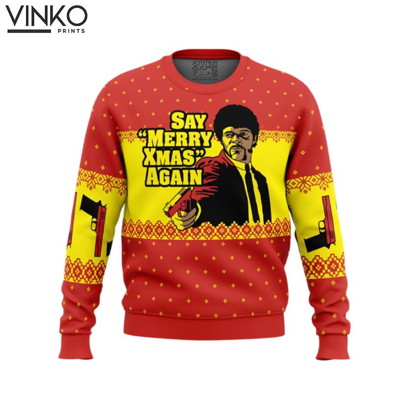 Merry Xmas Again Pulp Fiction Ugly Christmas Sweater