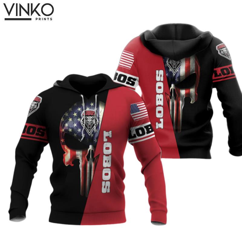 Mexico Lobos Us Flag Skull Hoodie