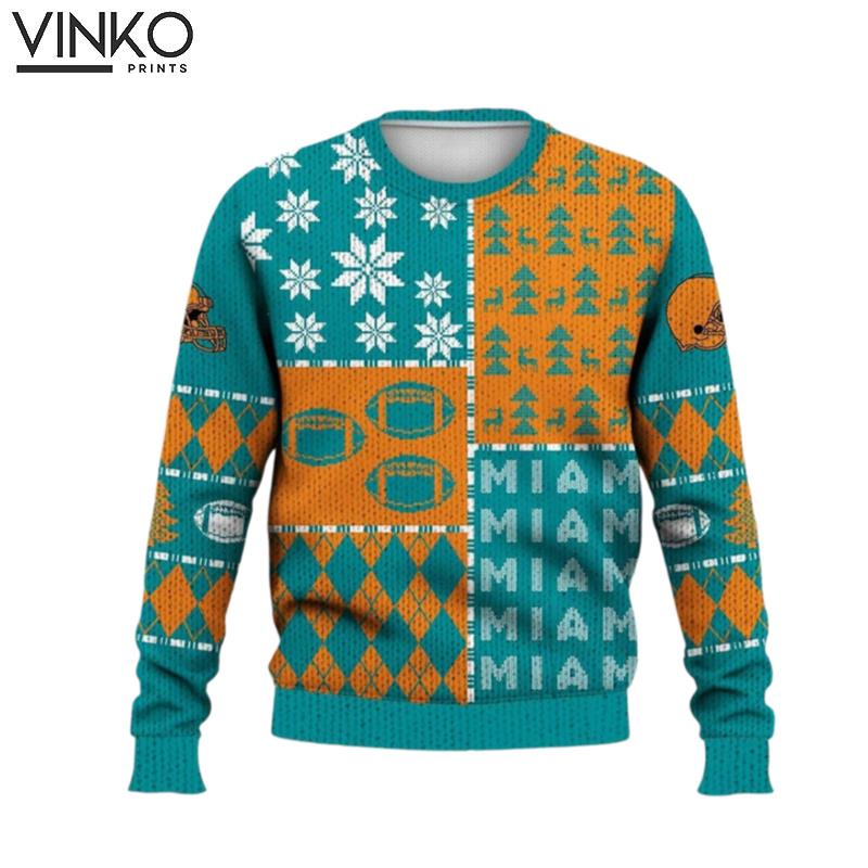 Miami Christmas Retro Football American Ugly Christmas Sweater