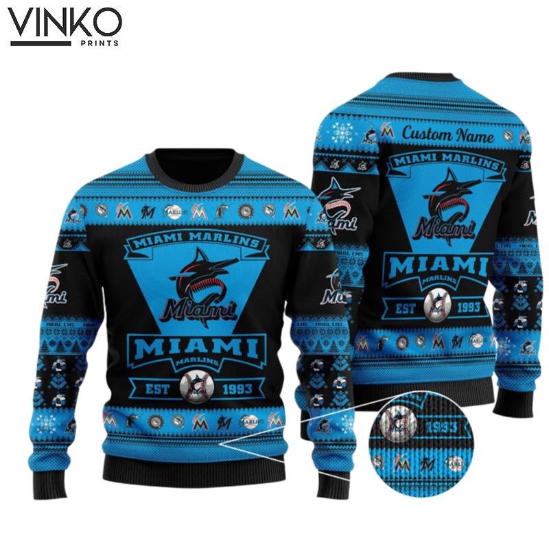 Miami Marlins Football Team Custom Ugly Christmas Sweater