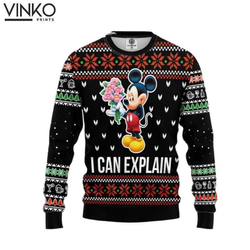 Mice Explain Mickey Mouse Thanksgiving Custom Ugly Christmas Sweater