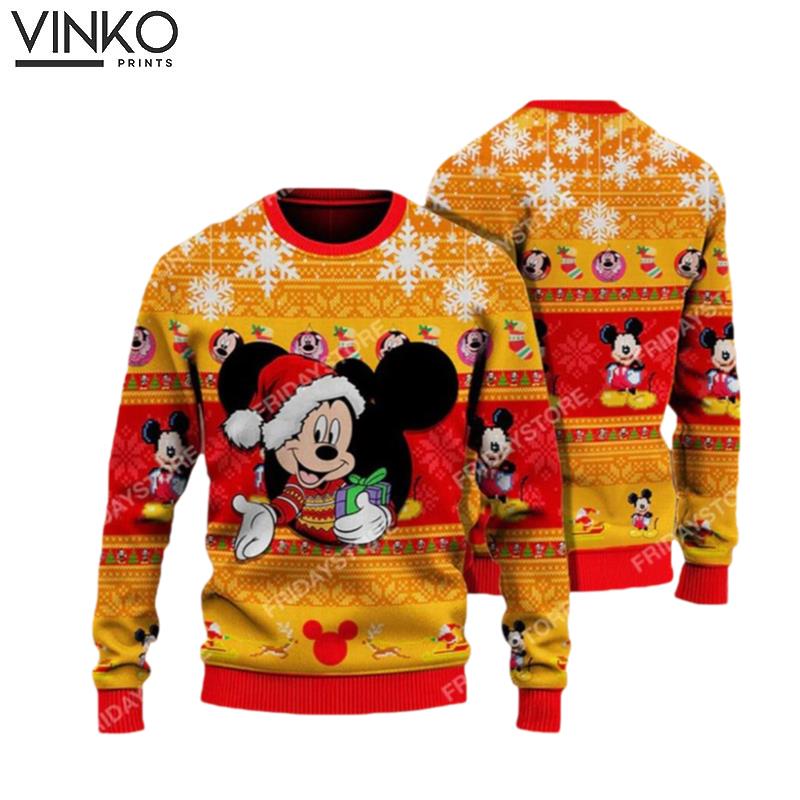 Mice Orange Christmas Mickey Mouse Thanksgiving Custom Ugly Christmas Sweater