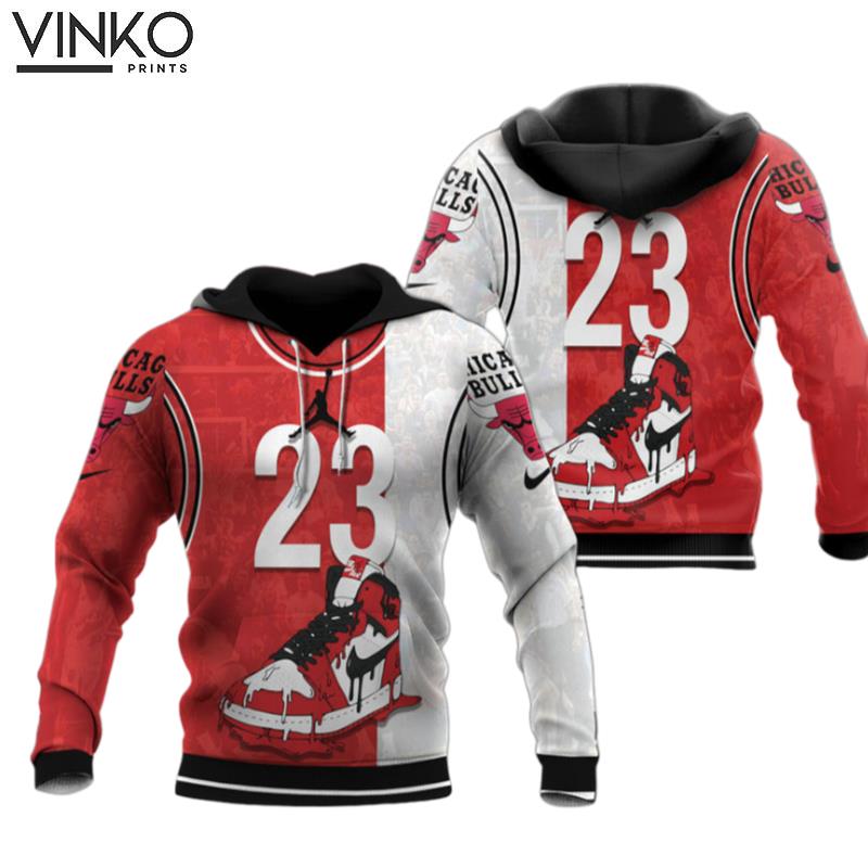 Michael Jordan 23 Red White Hitting Man Hoodie