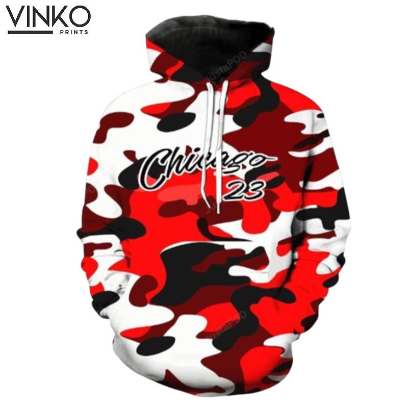 Michael Jowordan Chicago Bulls 23 Red Camouflage Hoodie