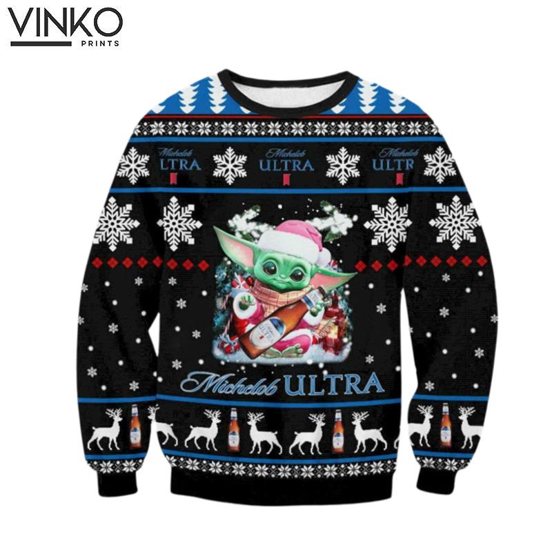 Michelob Ultra Yoda Xmas Ugly Christmas Sweater