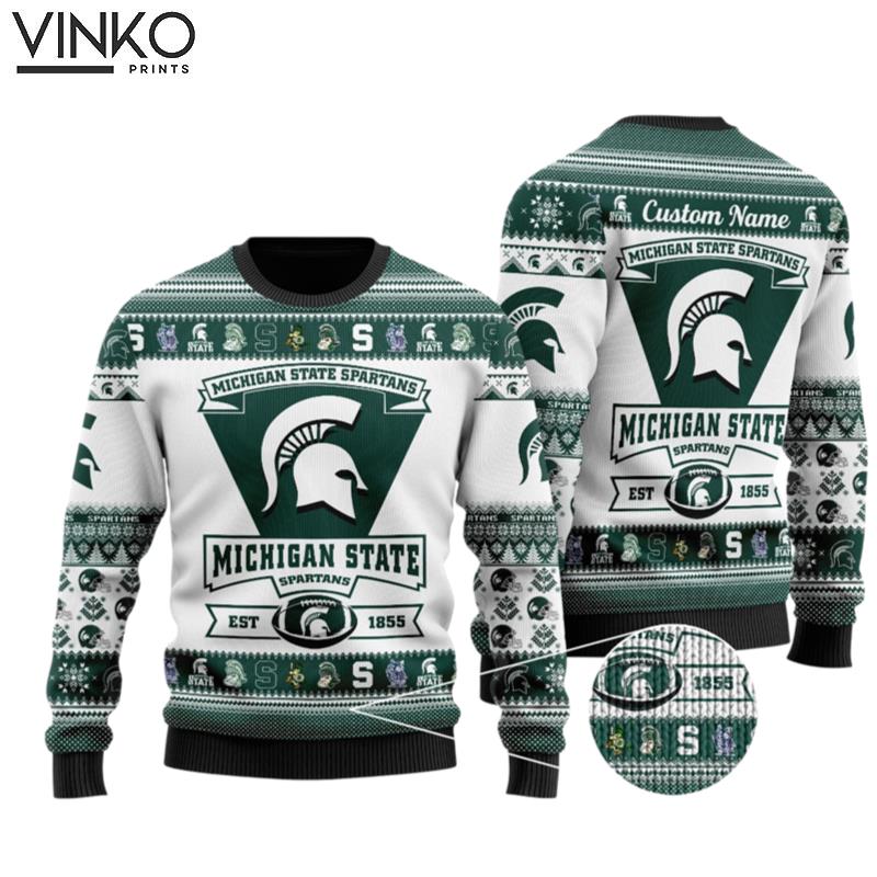 Michigan State Spartans Football Team Custom Ugly Christmas Sweater