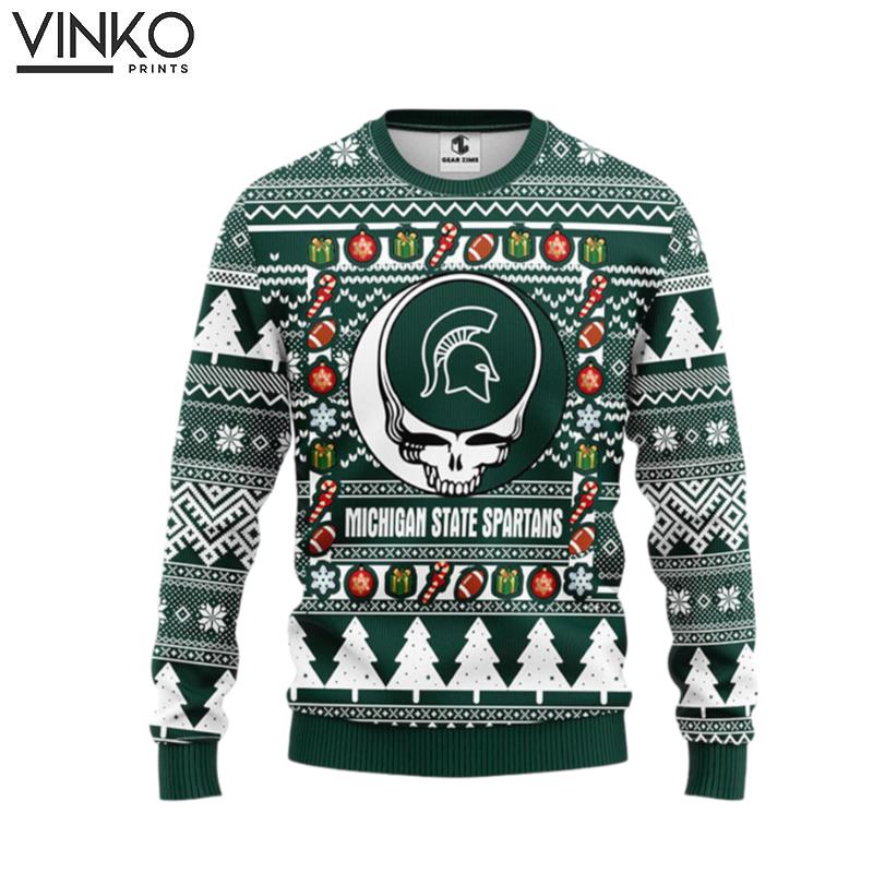 Michigan State Spartans Grateful Dead Ugly Ugly Christmas Sweater