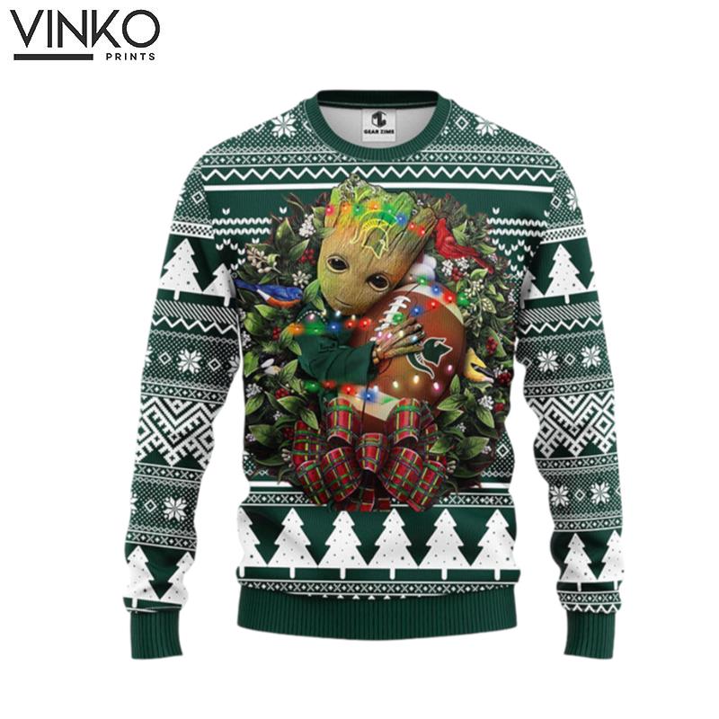 Michigan State Spartans Groot Hug Ugly Christmas Sweater