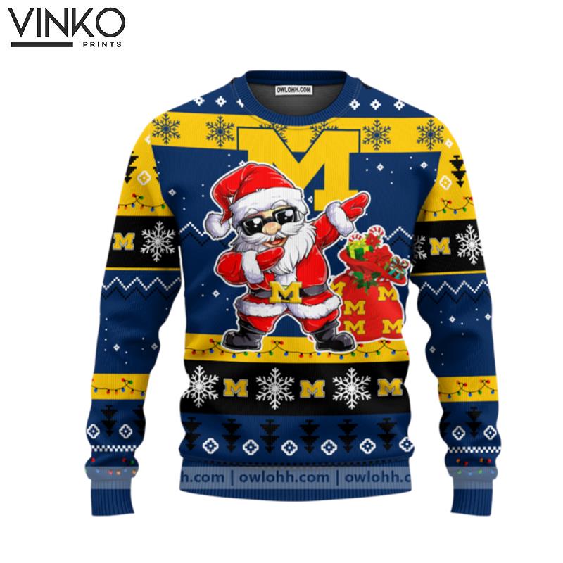 Michigan Wolverines Dabbing Santa Claus Ugly Christmas Sweater