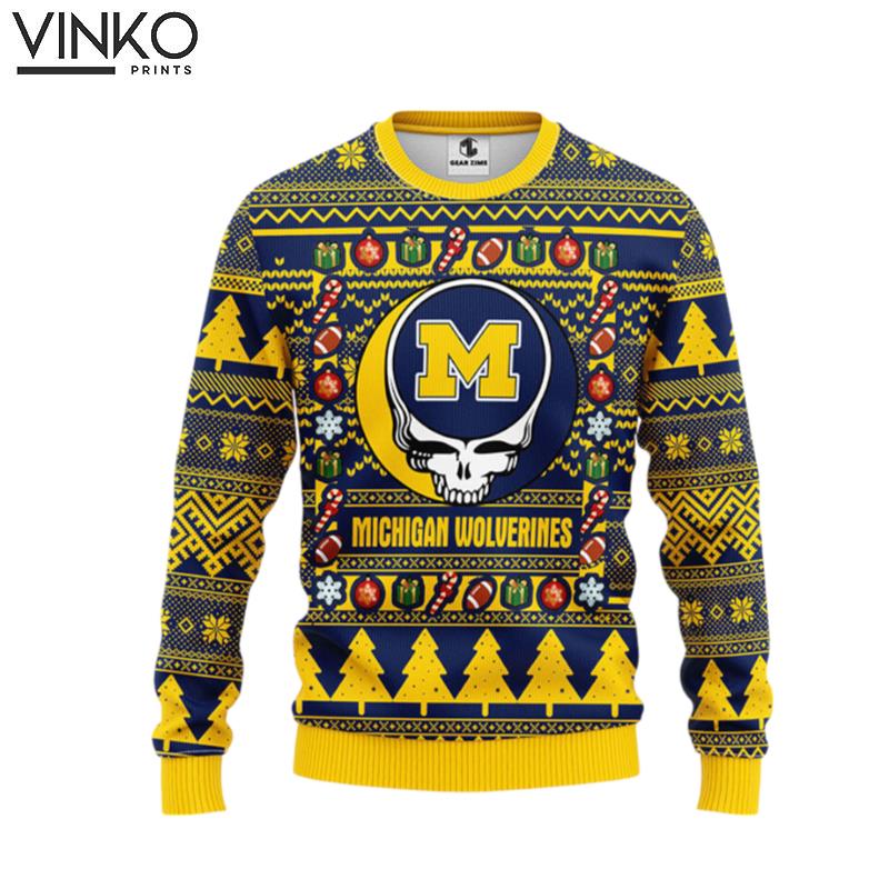 Michigan Wolverines Grateful Dead Ugly Ugly Christmas Sweater