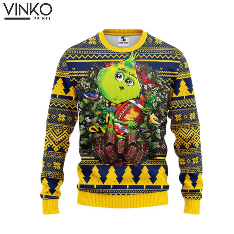 Michigan Wolverines Grinch Hug Ugly Christmas Sweater