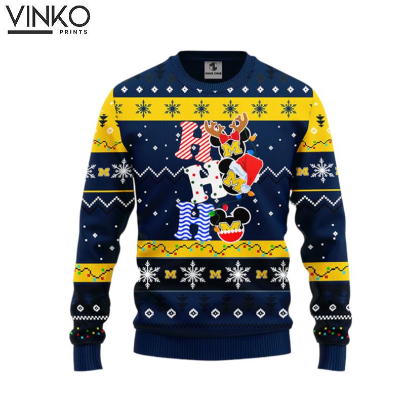 Michigan Wolverines Hohoho Mickey Ugly Christmas Sweater