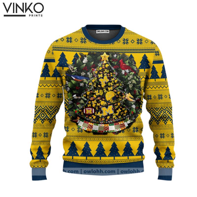 Michigan Wolverines Tree Ball Ugly Christmas Sweater