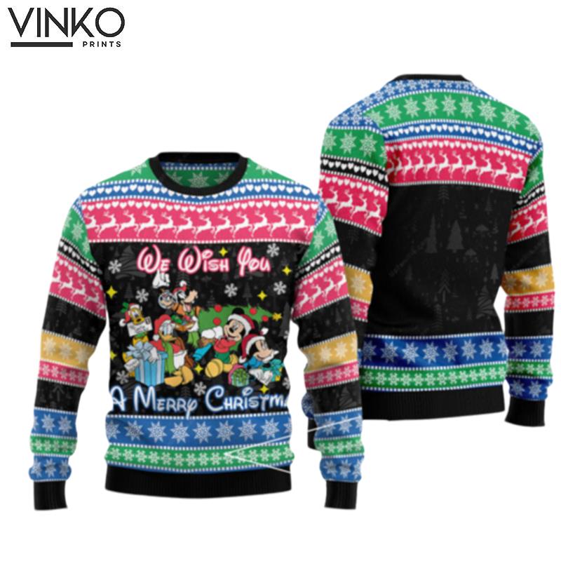 Mickey And Friends We Wish You A Merry Xmas 3D Ugly Christmas Sweater